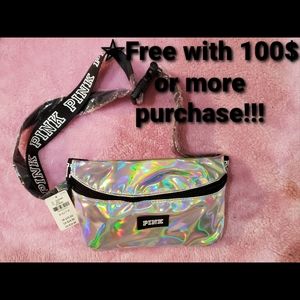 PINK Victoria's Secret holographic fanny pack